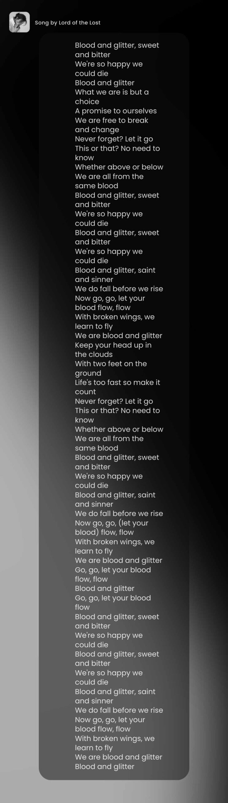 Blood and glitter lyrics