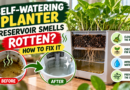 How to fix a self-watering planter reservoir that smells rotten and clean stagnant water.
