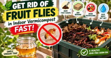 How to get rid of fruit flies in an indoor vermicompost bin using bedding and food-scrap management